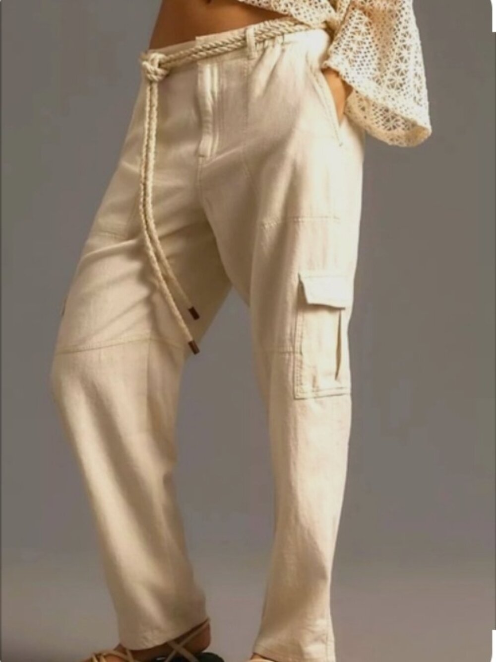 Anthropologie Pilcro Linen Beach Cargo Pants